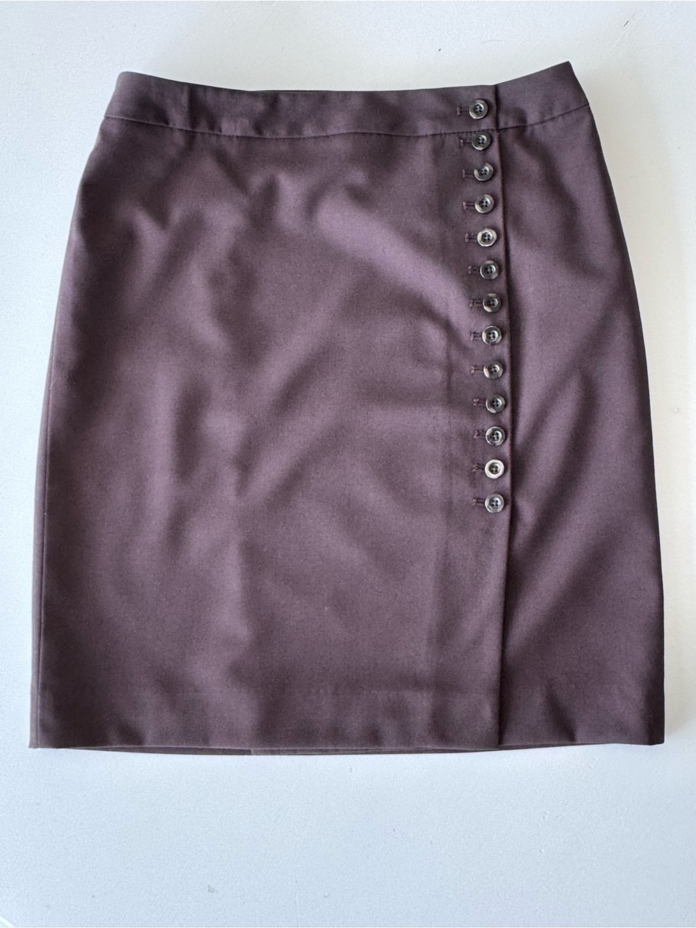 Ann Taylor Deep Plum Midi Skirt with Side Button Placket